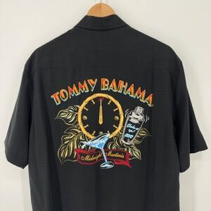 Tommy Bahama Midnight Martinis Silk Button Down Shirt Men's Medium Summer Drinks